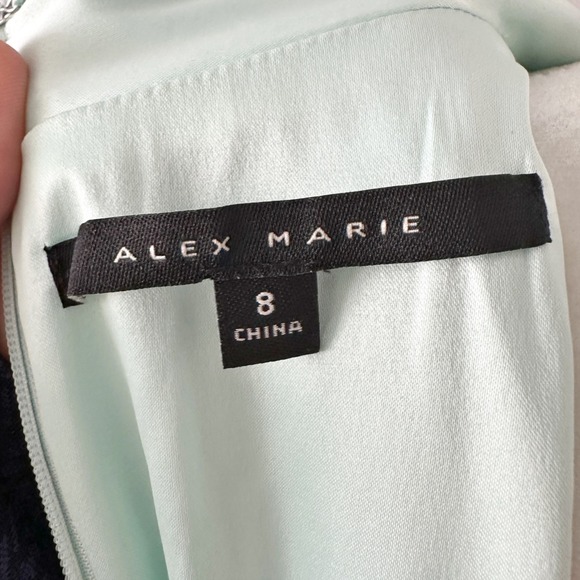 Alex‎ Marie Long Sleeve Green Floral Pleated Belted Midi Dress Women's Size 8 - Picture 9 of 12